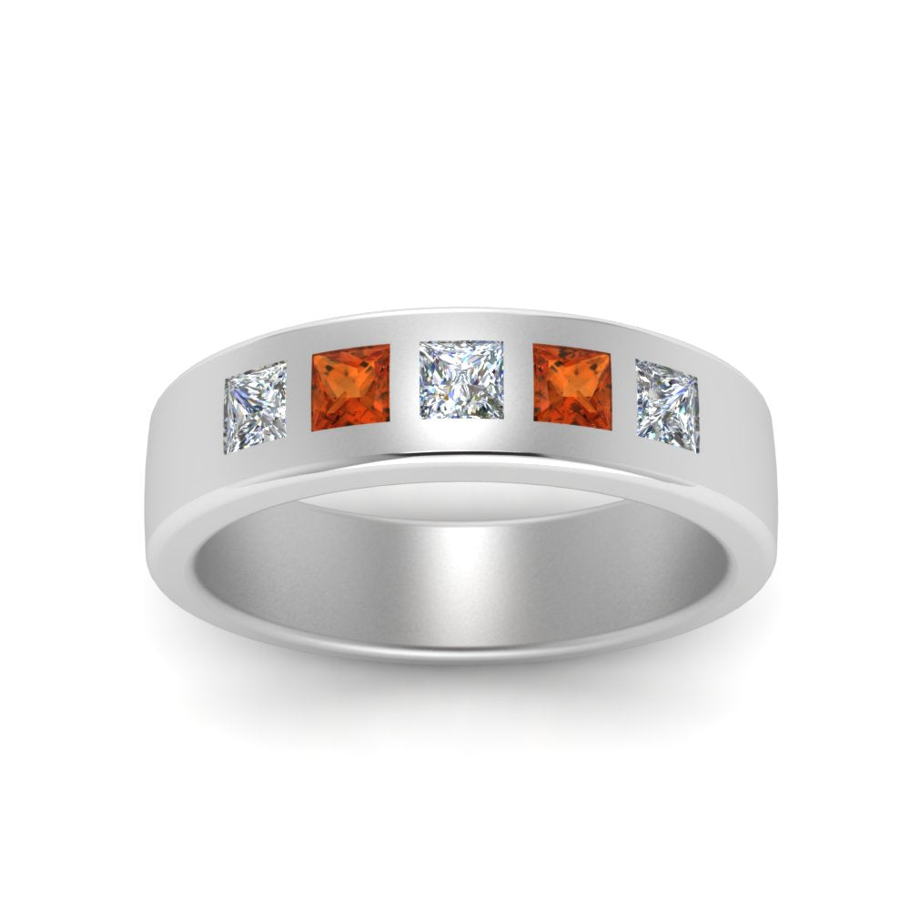 Flat Flush Set Mens Wedding Band Fascinating Diamonds