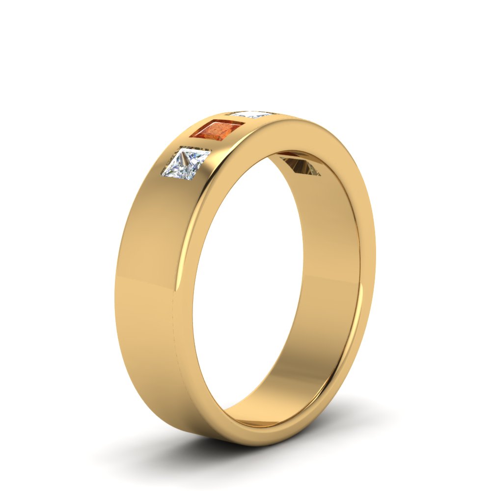 Flat Flush Set Mens Wedding Band Fascinating Diamonds