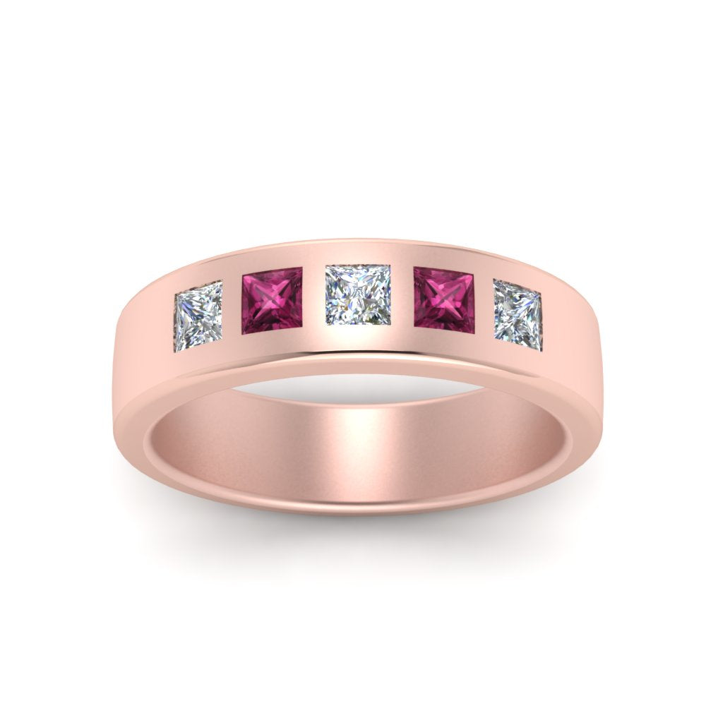 Flat Flush Set Mens Wedding Band Fascinating Diamonds