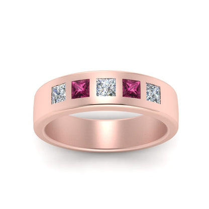 Flat Flush Set Mens Wedding Band Fascinating Diamonds