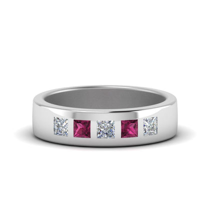 Flat Flush Set Mens Wedding Band Fascinating Diamonds