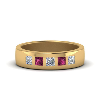 Flat Flush Set Mens Wedding Band Fascinating Diamonds