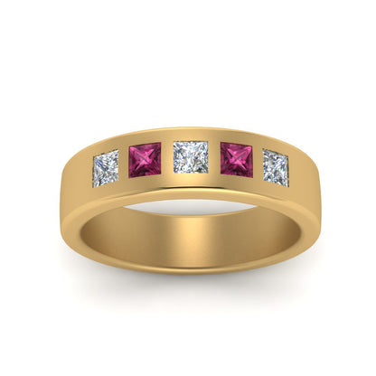 Flat Flush Set Mens Wedding Band Fascinating Diamonds