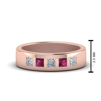 Flat Flush Set Mens Wedding Band Fascinating Diamonds