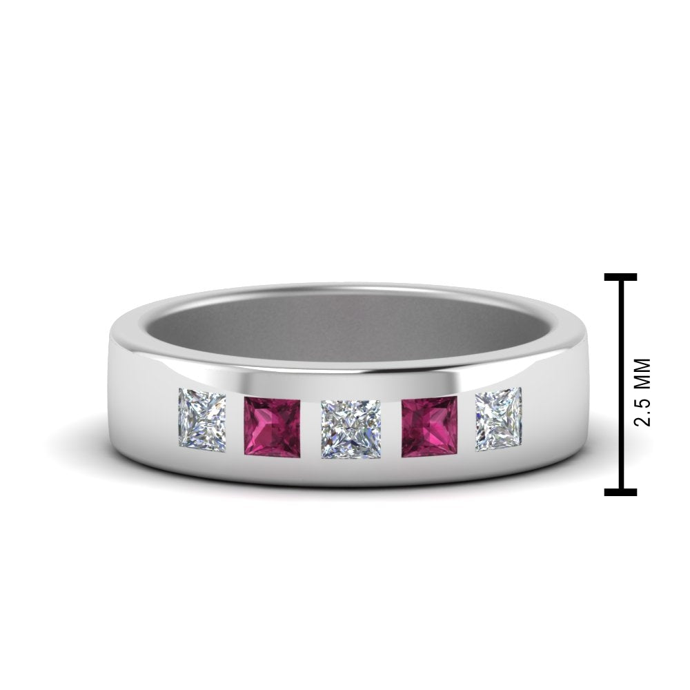 Flat Flush Set Mens Wedding Band Fascinating Diamonds