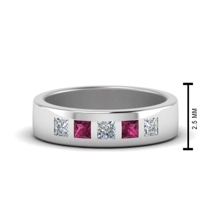 Flat Flush Set Mens Wedding Band Fascinating Diamonds