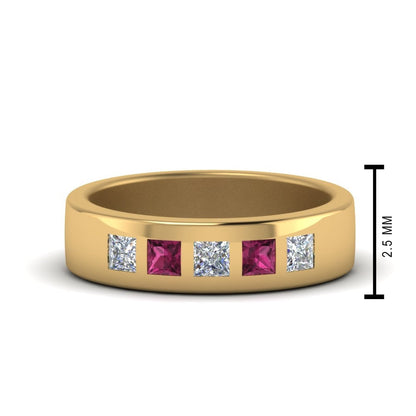 Flat Flush Set Mens Wedding Band Fascinating Diamonds