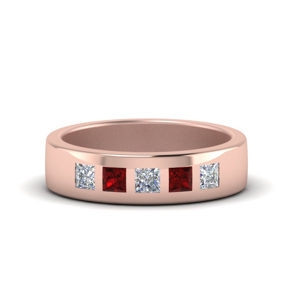Flat Flush Set Mens Wedding Band Fascinating Diamonds