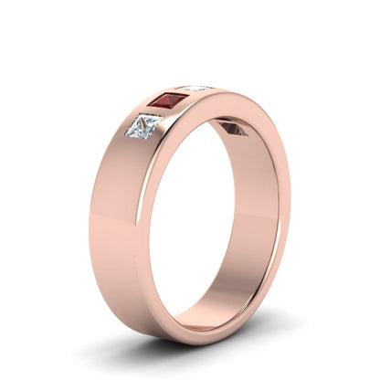 Flat Flush Set Mens Wedding Band Fascinating Diamonds