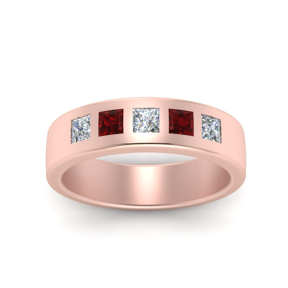 Flat Flush Set Mens Wedding Band Fascinating Diamonds