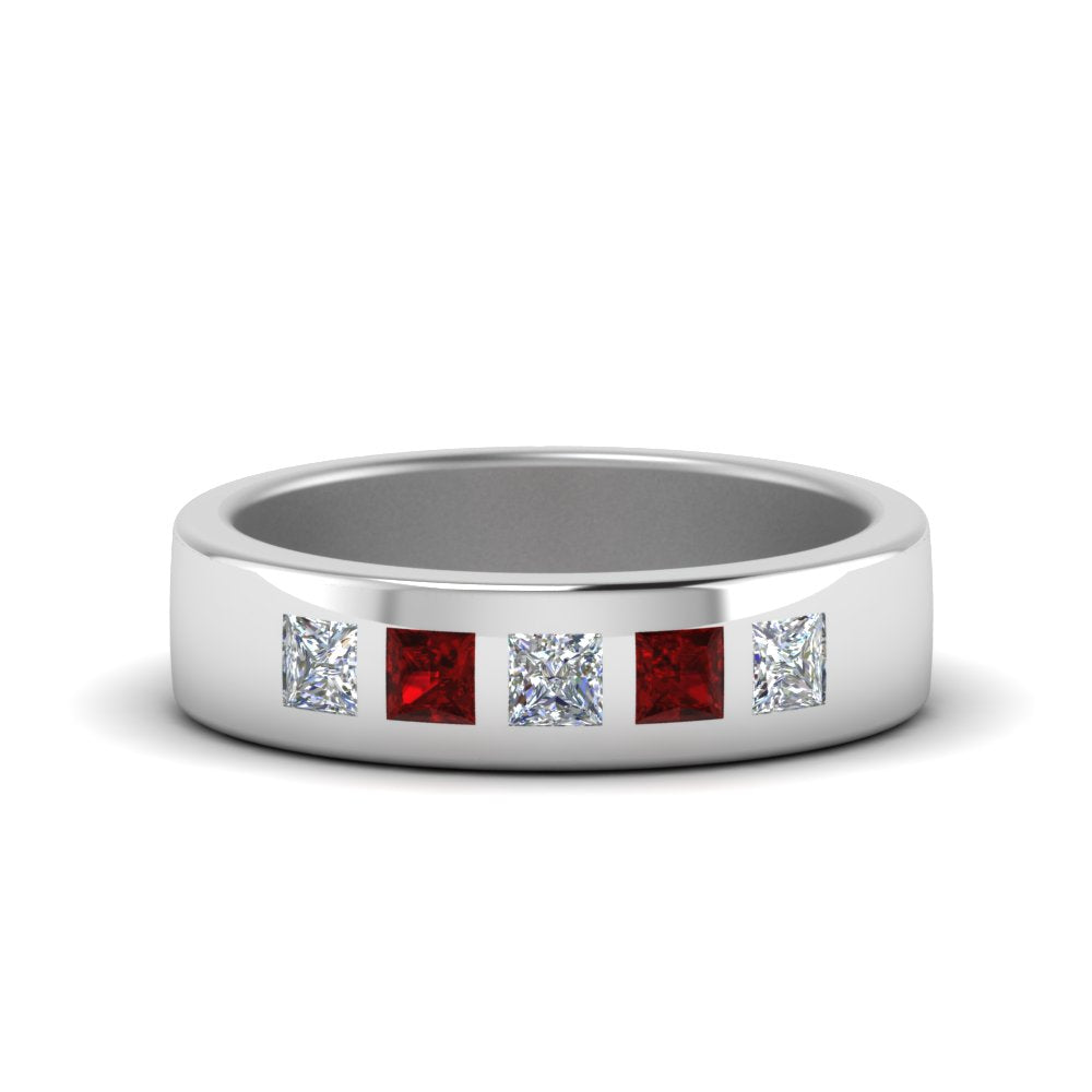 Flat Flush Set Mens Wedding Band Fascinating Diamonds