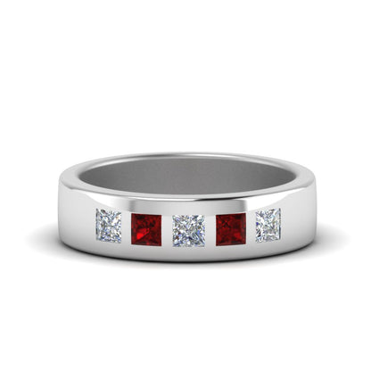 Flat Flush Set Mens Wedding Band Fascinating Diamonds