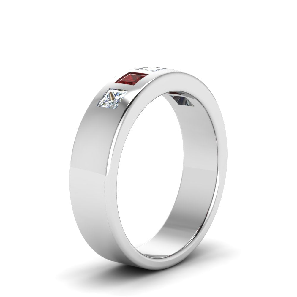 Flat Flush Set Mens Wedding Band Fascinating Diamonds