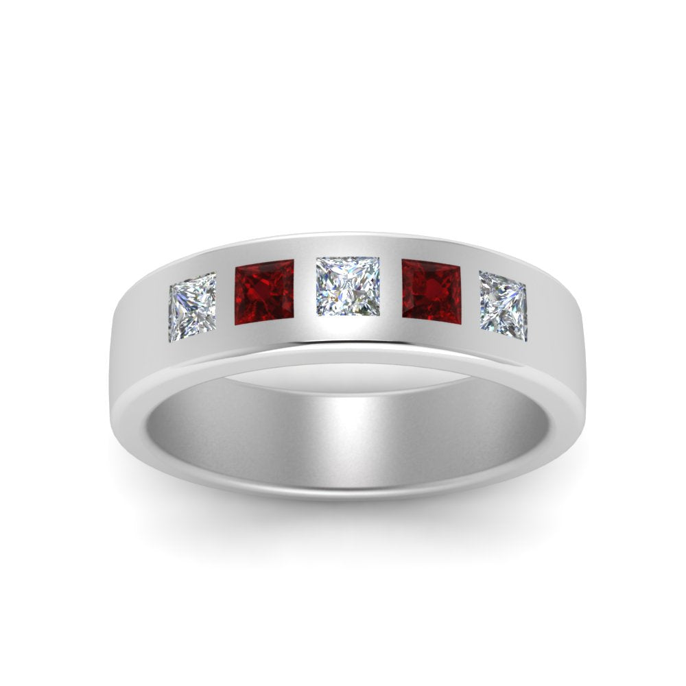 Flat Flush Set Mens Wedding Band Fascinating Diamonds