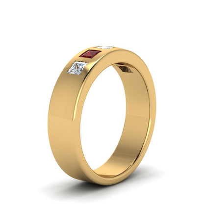 Flat Flush Set Mens Wedding Band Fascinating Diamonds