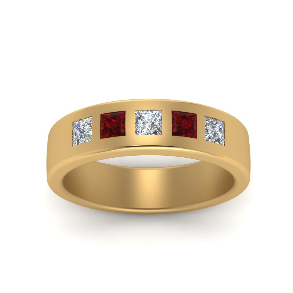 Flat Flush Set Mens Wedding Band Fascinating Diamonds