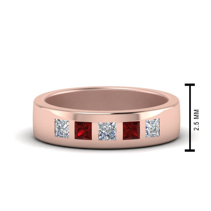 Flat Flush Set Mens Wedding Band Fascinating Diamonds