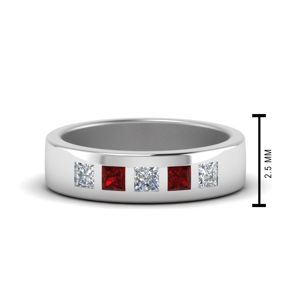 Flat Flush Set Mens Wedding Band Fascinating Diamonds