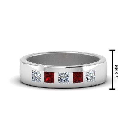 Flat Flush Set Mens Wedding Band Fascinating Diamonds