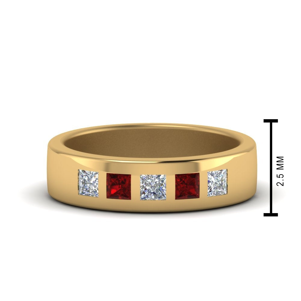 Flat Flush Set Mens Wedding Band Fascinating Diamonds