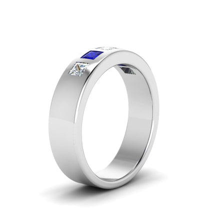 Flat Flush Set Mens Wedding Band Fascinating Diamonds