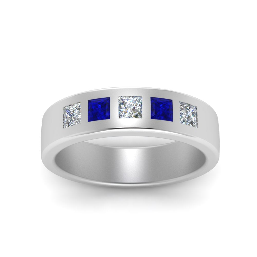 Flat Flush Set Mens Wedding Band Fascinating Diamonds