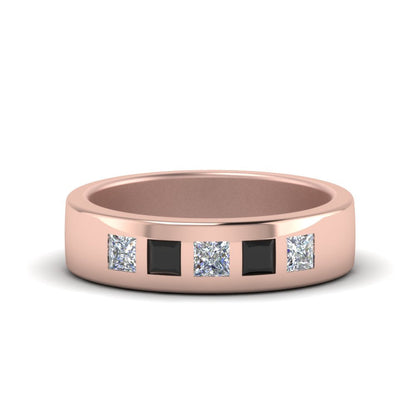 Flat Flush Set Mens Wedding Band Fascinating Diamonds