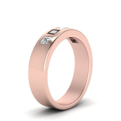 Flat Flush Set Mens Wedding Band Fascinating Diamonds