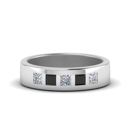 Flat Flush Set Mens Wedding Band Fascinating Diamonds