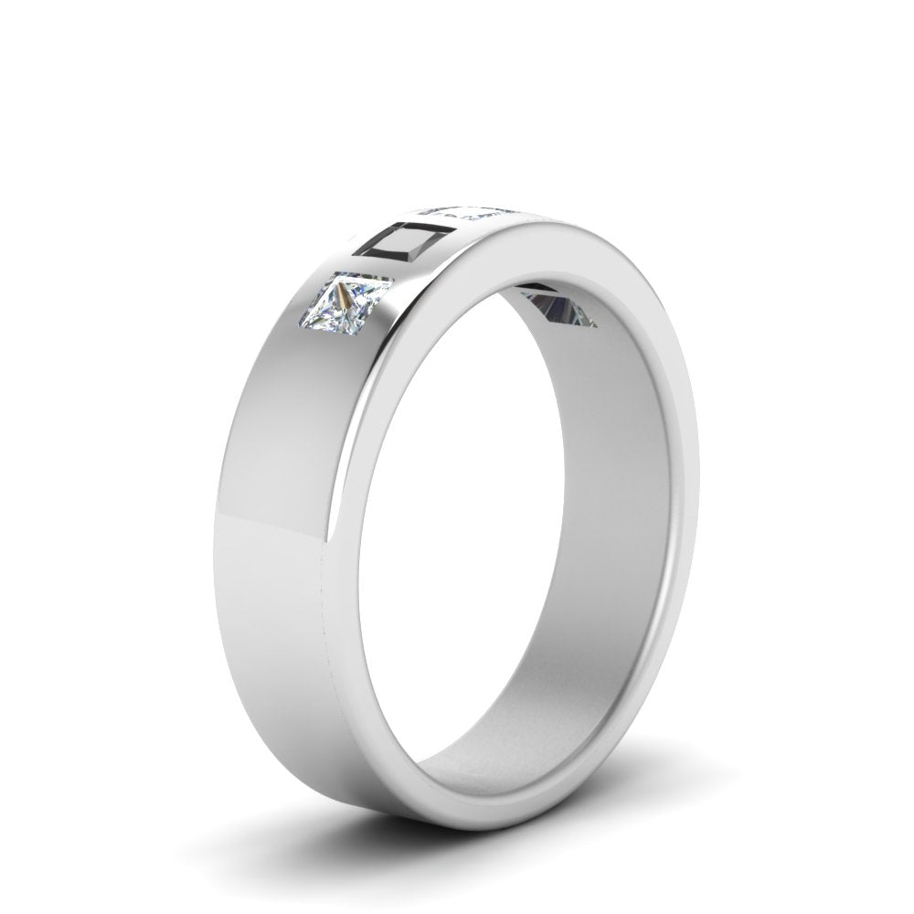 Flat Flush Set Mens Wedding Band Fascinating Diamonds