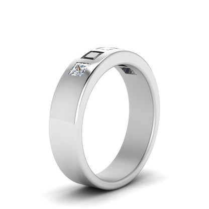 Flat Flush Set Mens Wedding Band Fascinating Diamonds