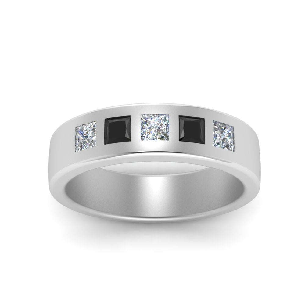 Flat Flush Set Mens Wedding Band Fascinating Diamonds