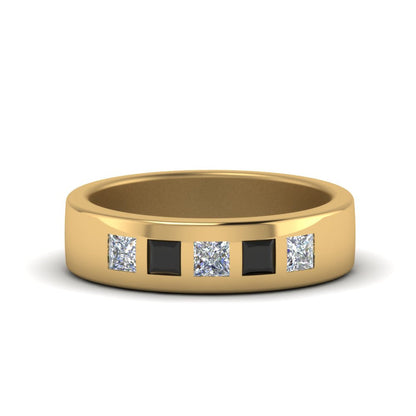 Flat Flush Set Mens Wedding Band Fascinating Diamonds