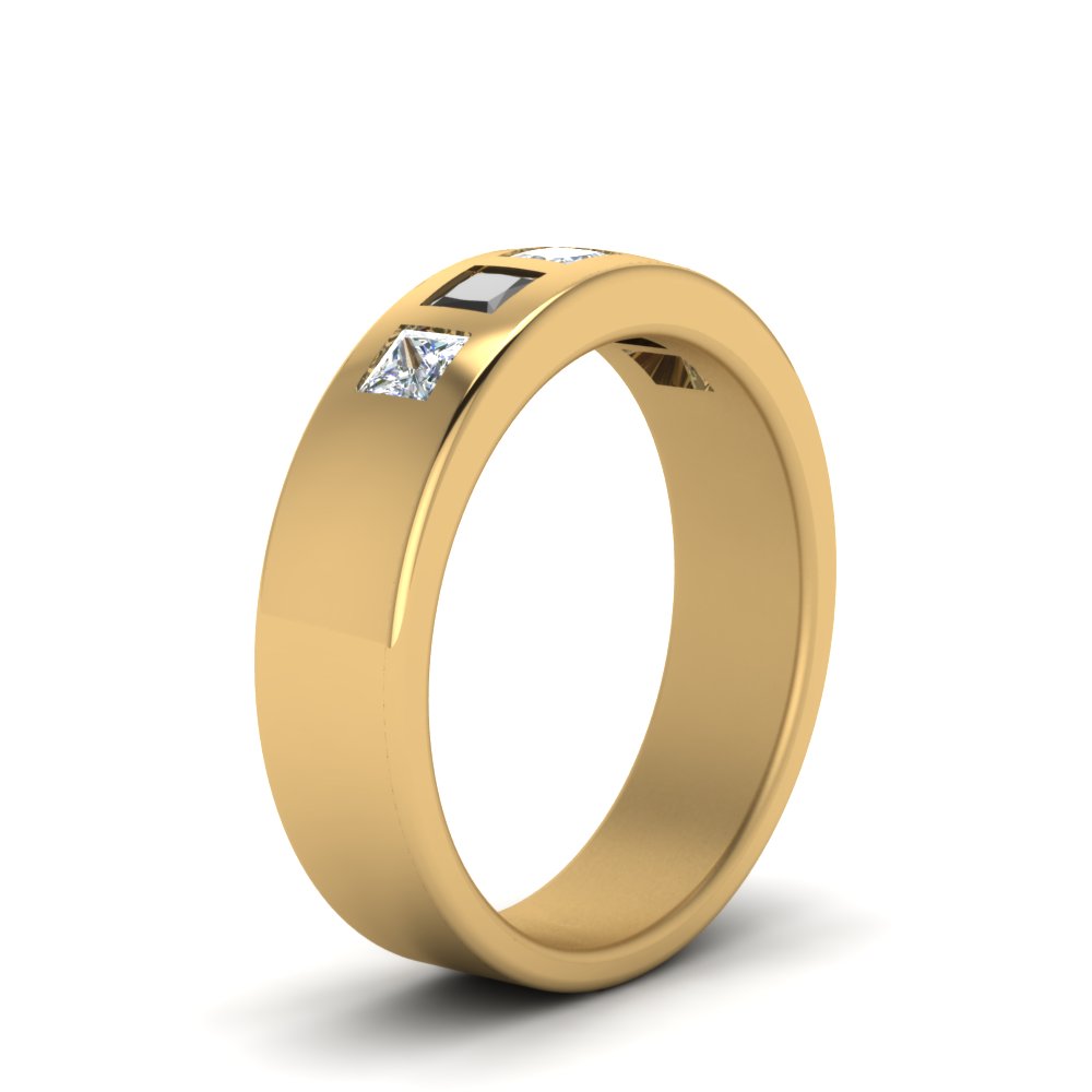 Flat Flush Set Mens Wedding Band Fascinating Diamonds