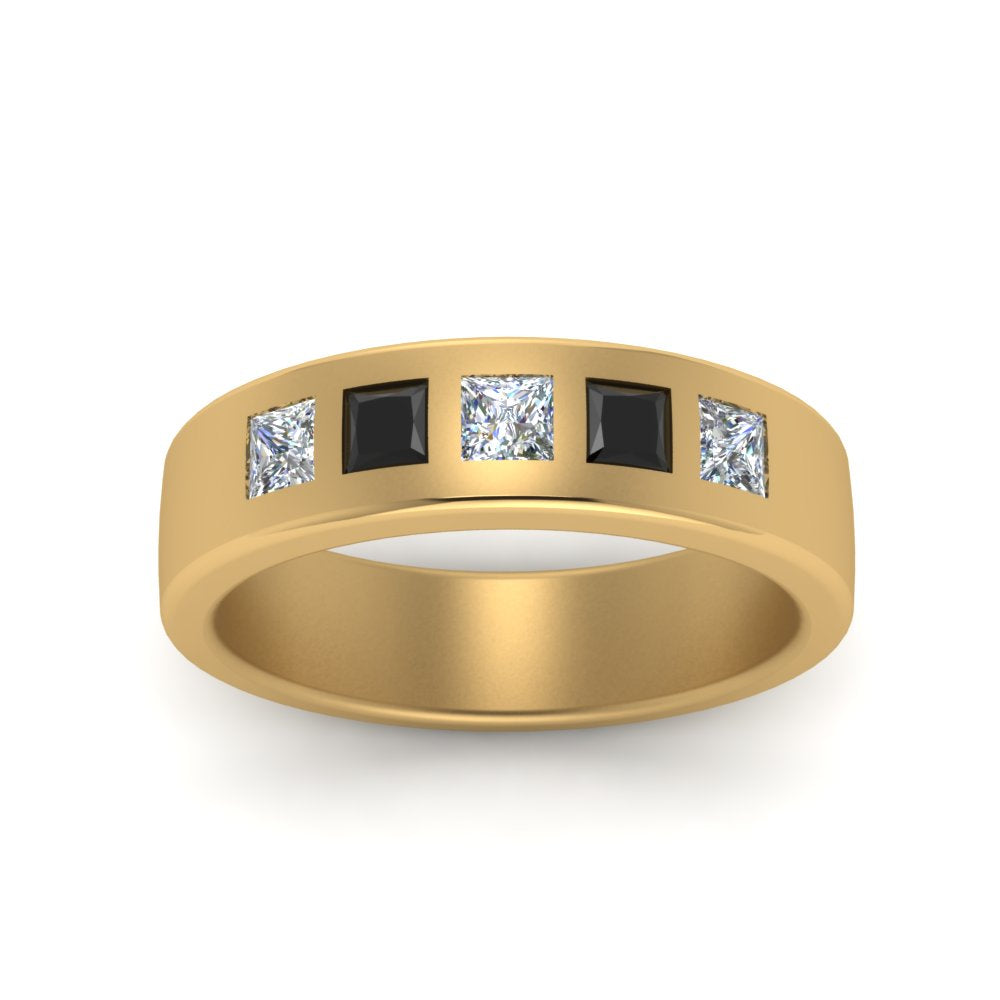Flat Flush Set Mens Wedding Band Fascinating Diamonds