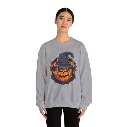 Scary Witch Pumpkin Halloween Crewneck Sweatshirt The Devil's Pickle