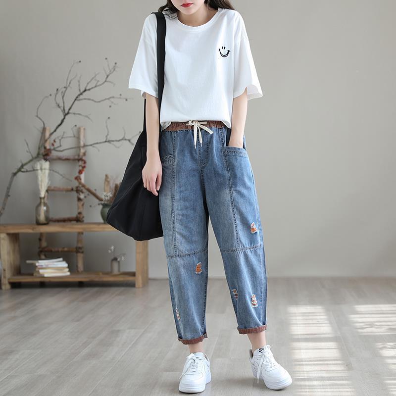 Women's Summer Fashion Ripped Ninth Jeans FitiqueFit