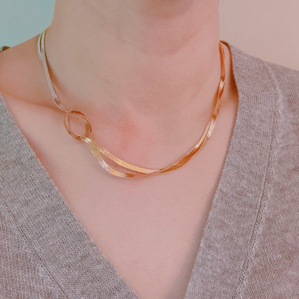 Knotted Two Tone Herringbone Chain Necklace Shop Style & More | Fresh Looks, Everyday Deals & Free Shipping