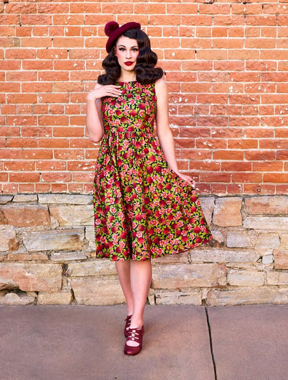 Pomegranate Midi Dress Retrolicious