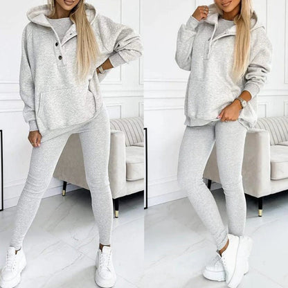 Casual Hooded Sweater Thickened Thread Fitted Vest Pants Three-piece Set See size chart under “more details” The Fashion Celestial