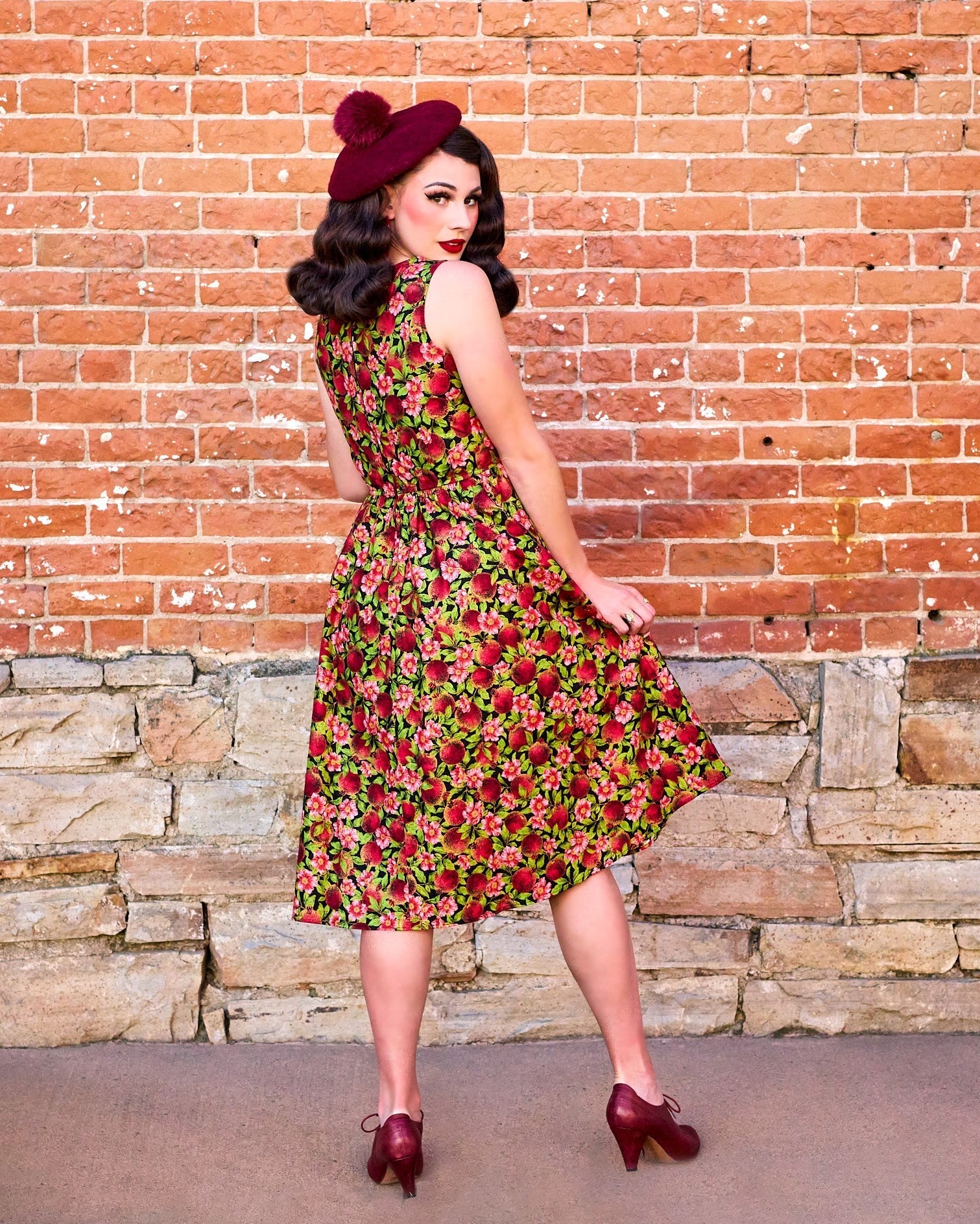 Pomegranate Midi Dress Retrolicious