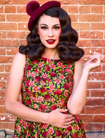 Pomegranate Midi Dress Retrolicious