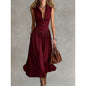 Women's Sleeveless Lapel Collar Maxi Dress – Slim Fit Patchwork FitiqueFit