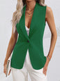 Women's Sleeveless Single-Button Cardigan Jacket – Round Neck FitiqueFit