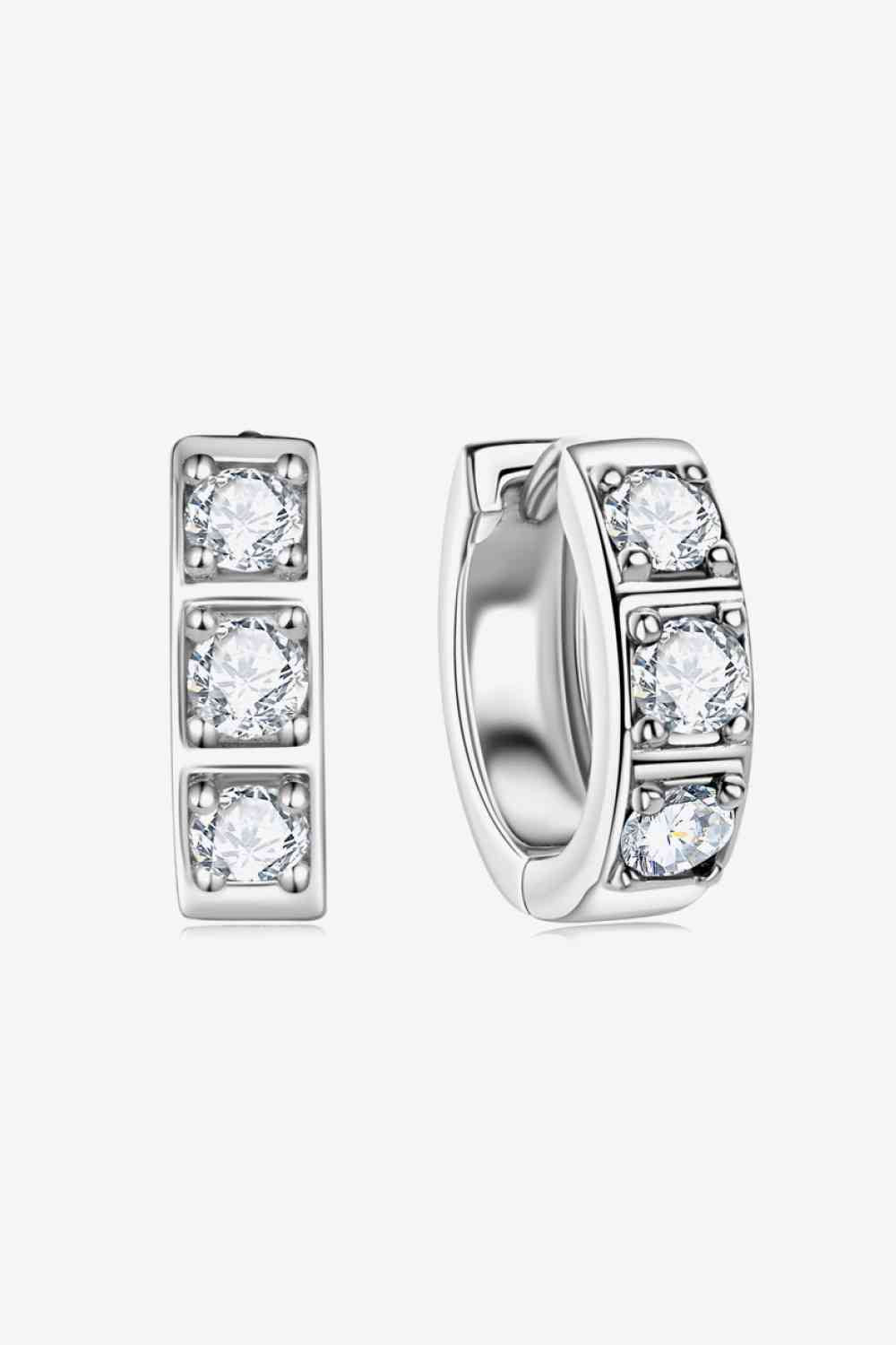 Elegant Jewel Inlaid Moissanite Huggie Earrings – Minimalist Design in Sterling Silver See size chart under “more details” The Fashion Celestial