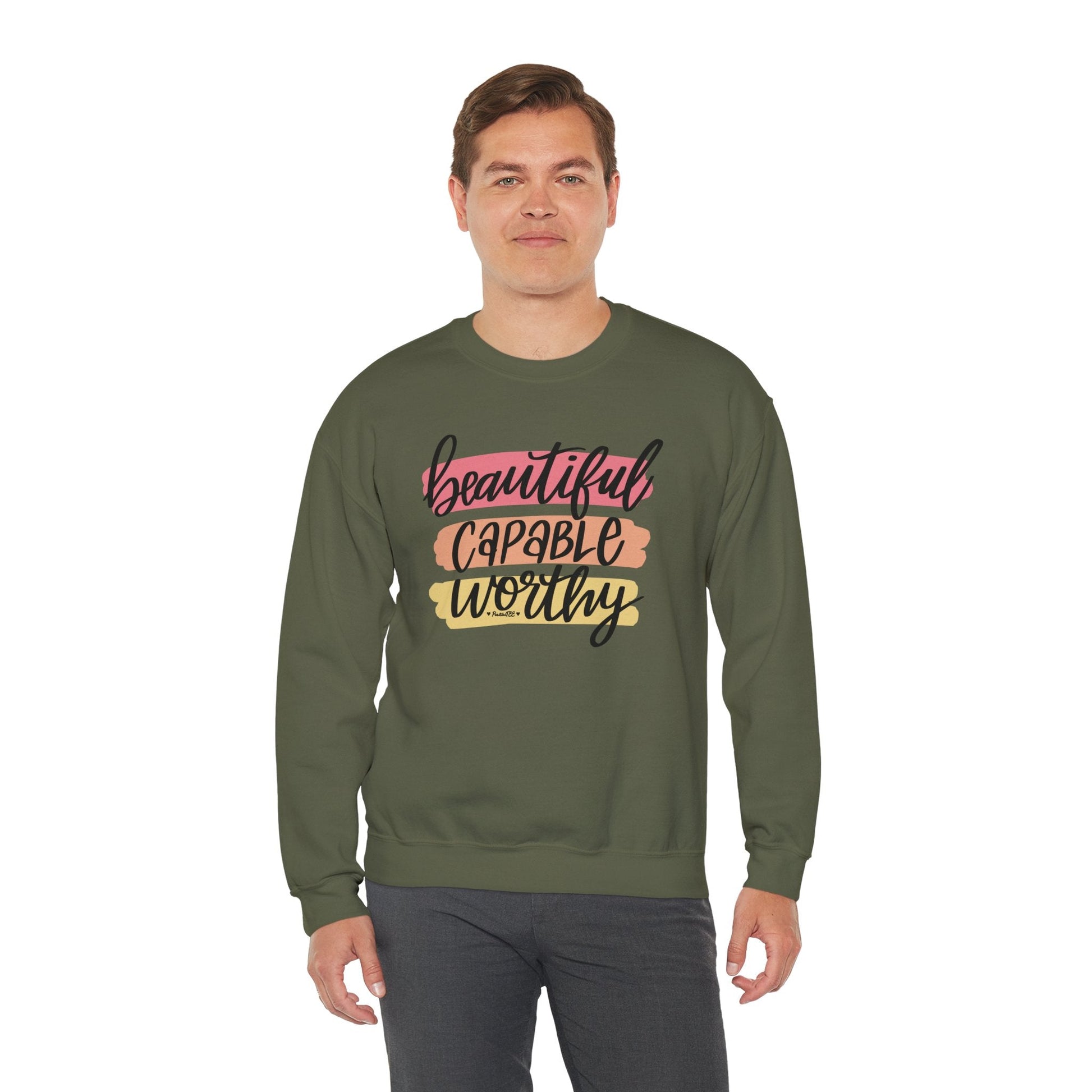 Beautiful Capable Worthy Crewneck Sweatshirt The Devil's Pickle