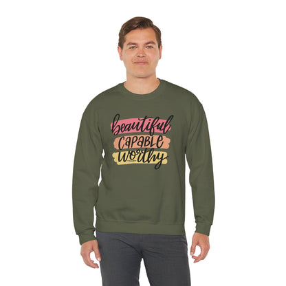 Beautiful Capable Worthy Crewneck Sweatshirt The Devil's Pickle