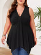 Plus Size V-Neck Ruched Flowy Tank New Era Fashion LLc