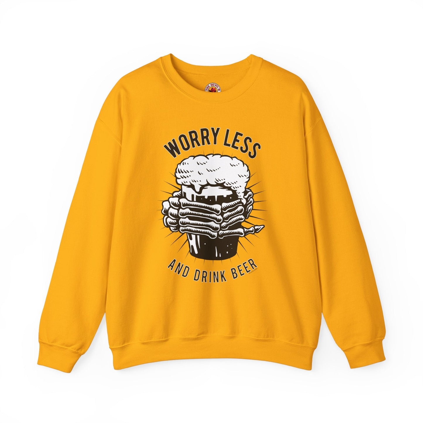 Worry Less and Drink Beer Crewneck Sweatshirt The Devil's Pickle