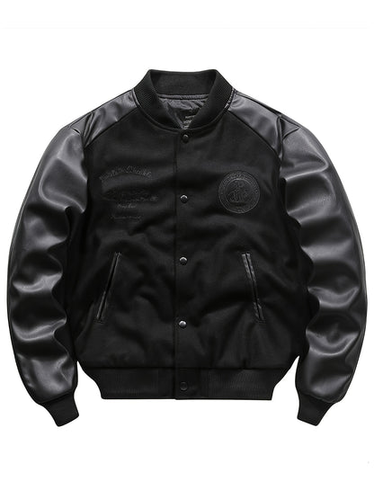Men's Retro Embroidered Print Thick Baseball Jacket NovaCart
